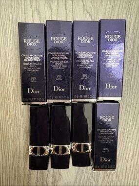 Dior Rouge Dior Lipstick 999 Velvet - Classic Red - Set of 8 (5 in boxes)